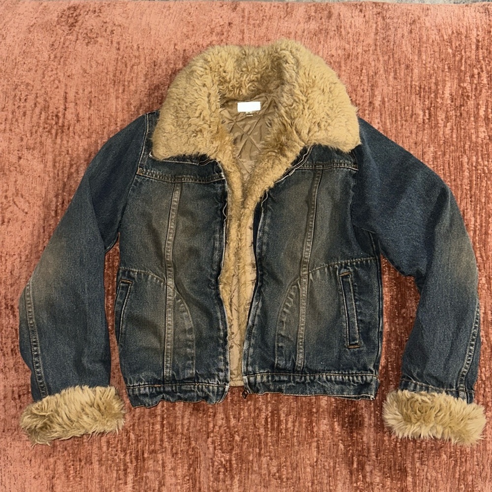 Giacca Y2K Denim Faux Fur Lined Jacket